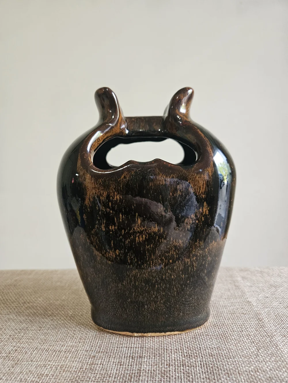 Brown Glossy Ceramic Vase
